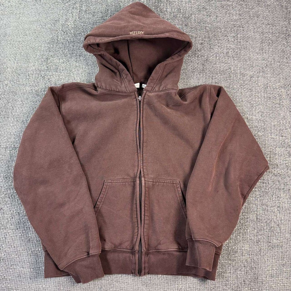 Aritzia TNA Cozy Fleece Zip Up Hoodie Womens Small Brown Y2K Streetwear